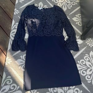 RSVP Talbots Lace, Long Sleeve Navy Short Dress. Cocktail Attire!